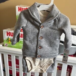 Gray Baby Cardigan Set